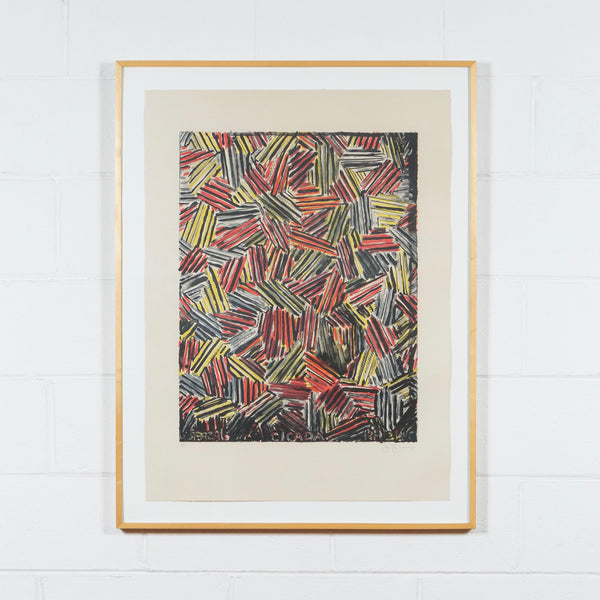 Jasper Johns, Cicada, Lithograph, 1981, Caviar20, prints, shown framed and exhibited on white brick wall