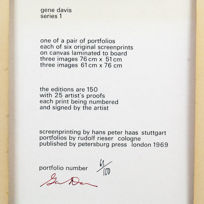 GENE DAVIS "SERIES 1" SCREENPRINT ON CANVAS, 1969