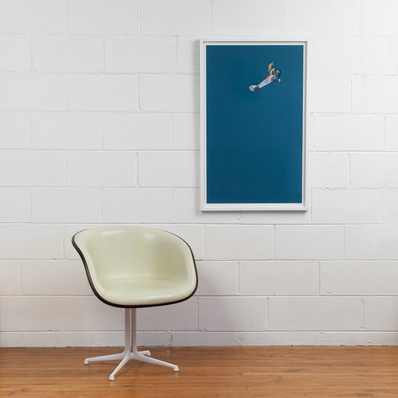 Charles Pachter, Airborne, 2014, Giclee Print, displayed alongside Eames ivory shell chair