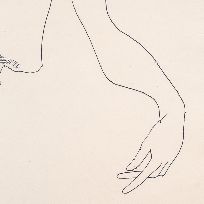 Original artwork for sale, Andy Warhol, Seated Man, Black ballpoint pen on manila paper, Drawing, 1956, Caviar20, American Pop Art