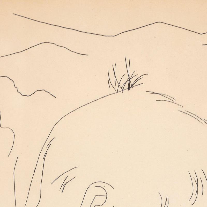 Original early Andy Warhol artwork available to buy, Mountain Boy, Black ballpoint pen on manila paper, Drawing, 1955, Caviar20, American Pop Art