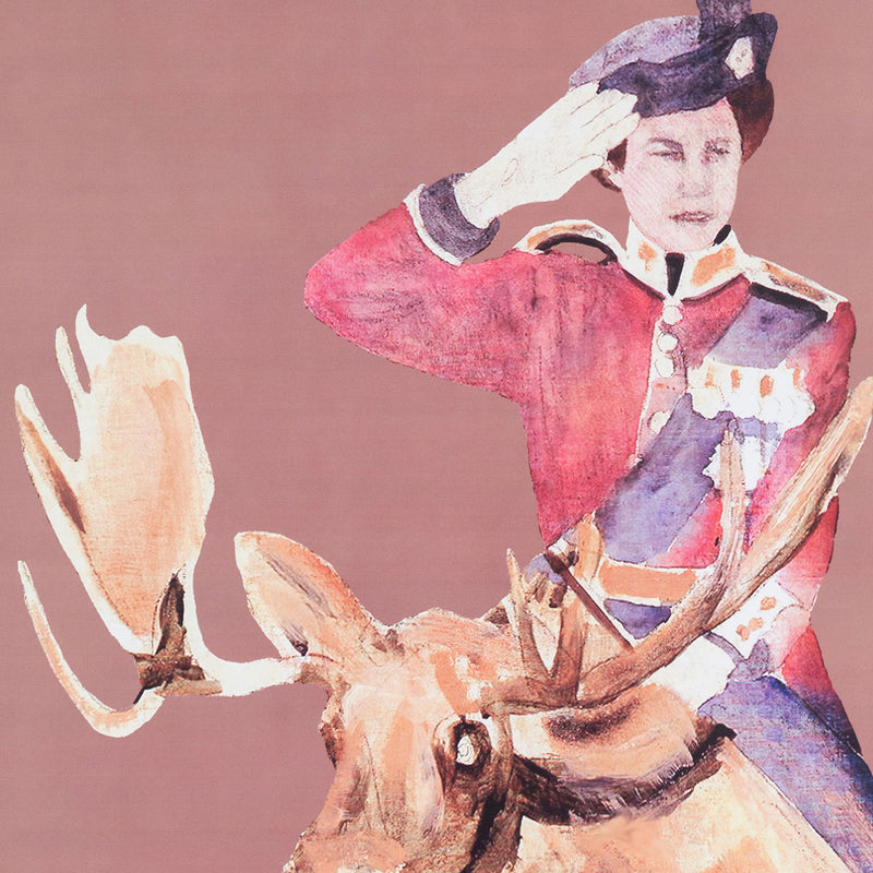 Charles Pachter, Caviar20, Canadian Art, "Queen on Moose"  Canada, 1972  Giclée  Signed, dated, and numbered by the artist  Lithograph from an edition of 10  14.5"H 12"W (work)  Very good condition. Queen, Moose, Salute