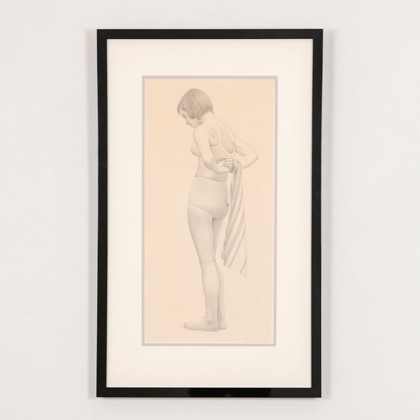 CHRISTOPHER PRATT "GIRL WITH STRIPED TOWEL" DRAWING, 1973