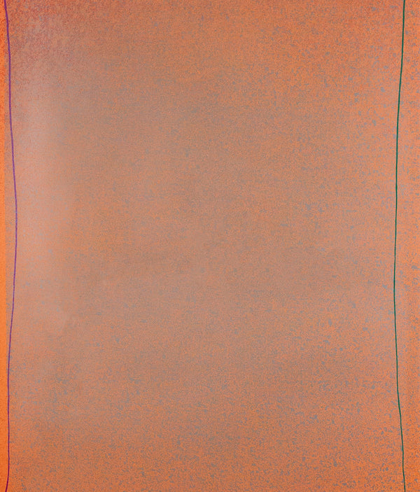 Jules Olitski "Graphic G" Silkscreen, 1970. This lithograph is a striking example of Olitski's spray technique, which discreetly blends shades of orange and silver into a seemingly monochromatic composition.