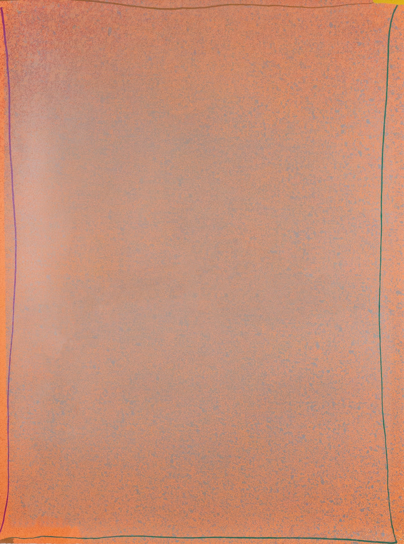 Jules Olitski "Graphic G" Silkscreen, 1970. This lithograph is a striking example of Olitski's spray technique, which discreetly blends shades of orange and silver into a seemingly monochromatic composition.