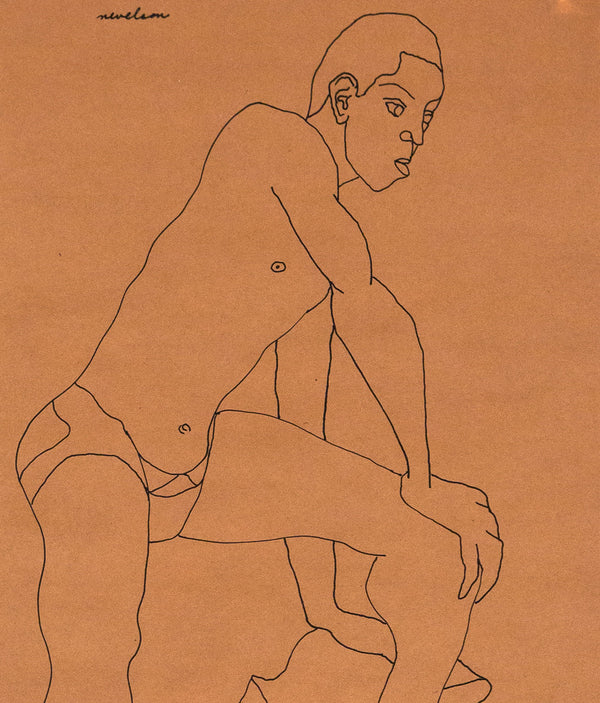 Louise Nevelson, Male Model Posing, Drawing, 1930, Caviar20
