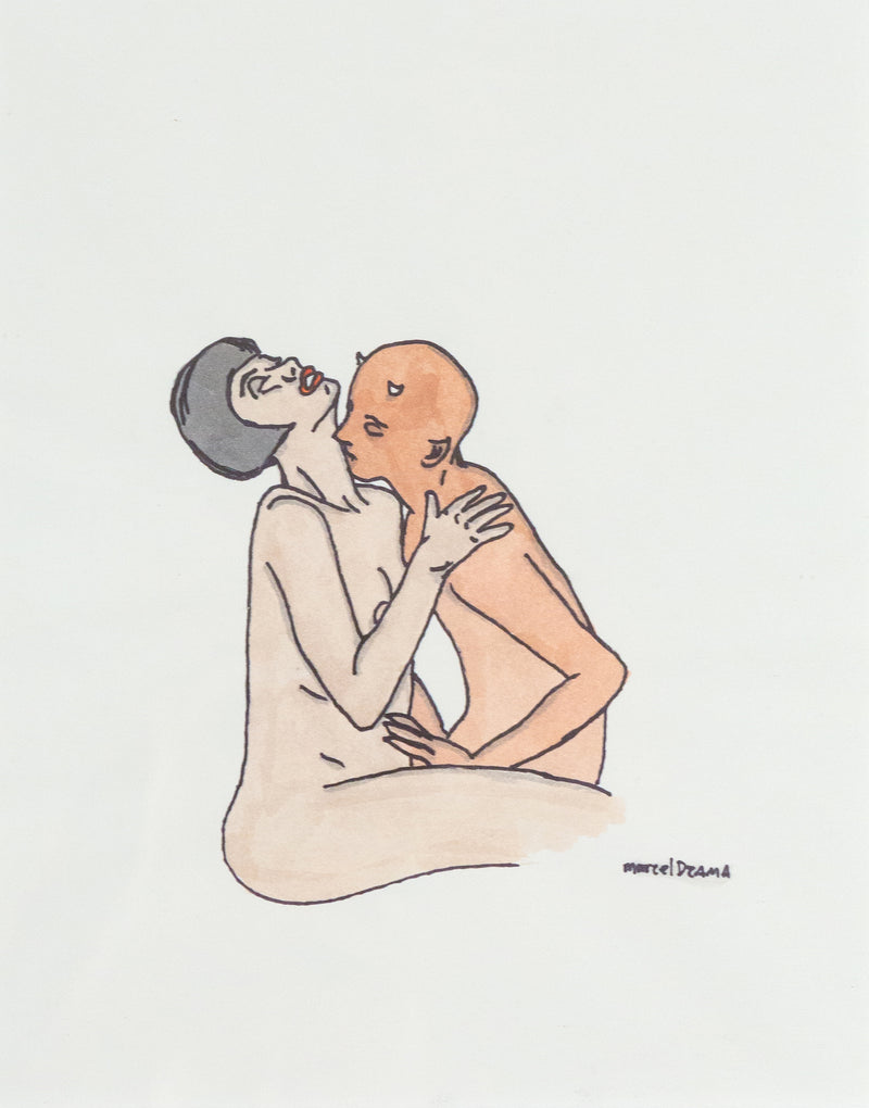 Marcel Dzama, Untitled (Kissing Devil), Watercolor, 1998, Caviar20