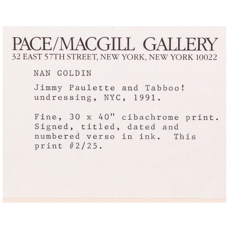 Nan Goldin, Jimmy Paulette and Taboo! Undressing, NYC, Cibachrome print, flush-mounted, 1991 USA, Caviar20, American Photographer