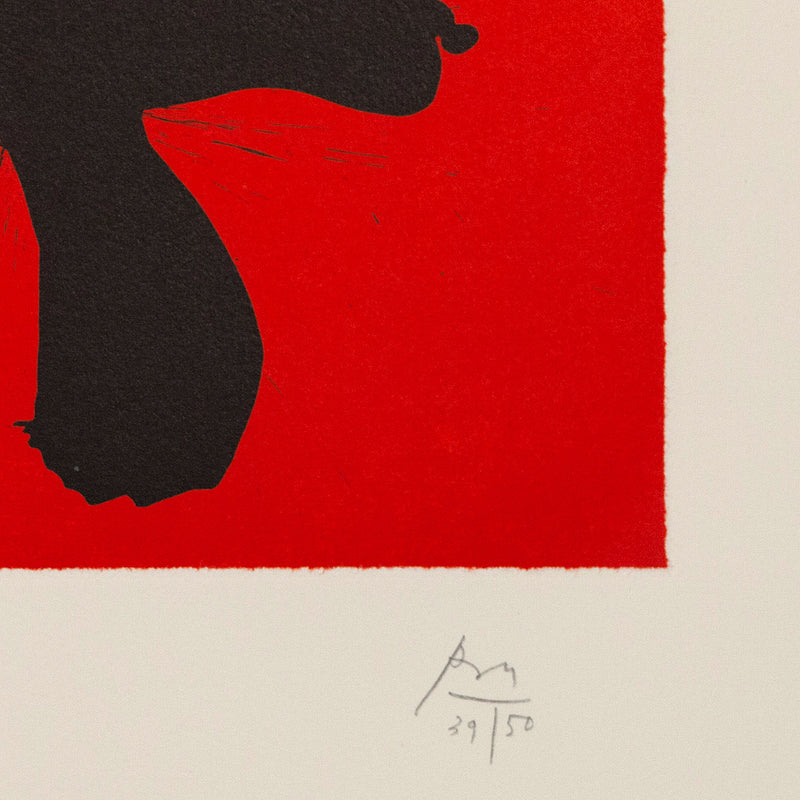 Robert Motherwell, Red Samurai, Lithograph, 1988, Caviar20, Prints, closeup showing artist signature and edition number