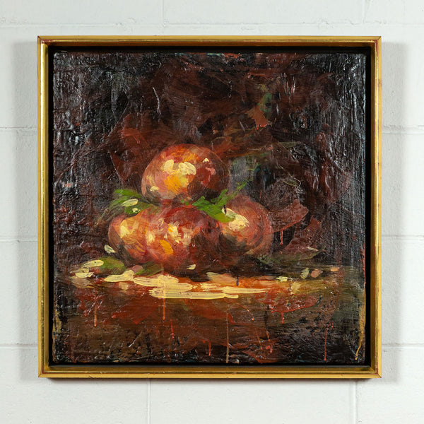 Tony Scherman, Peaches, Encaustic painting, 2000, Caviar20, Caviar 20 Canadian art, displayed in frame and on white brick wall