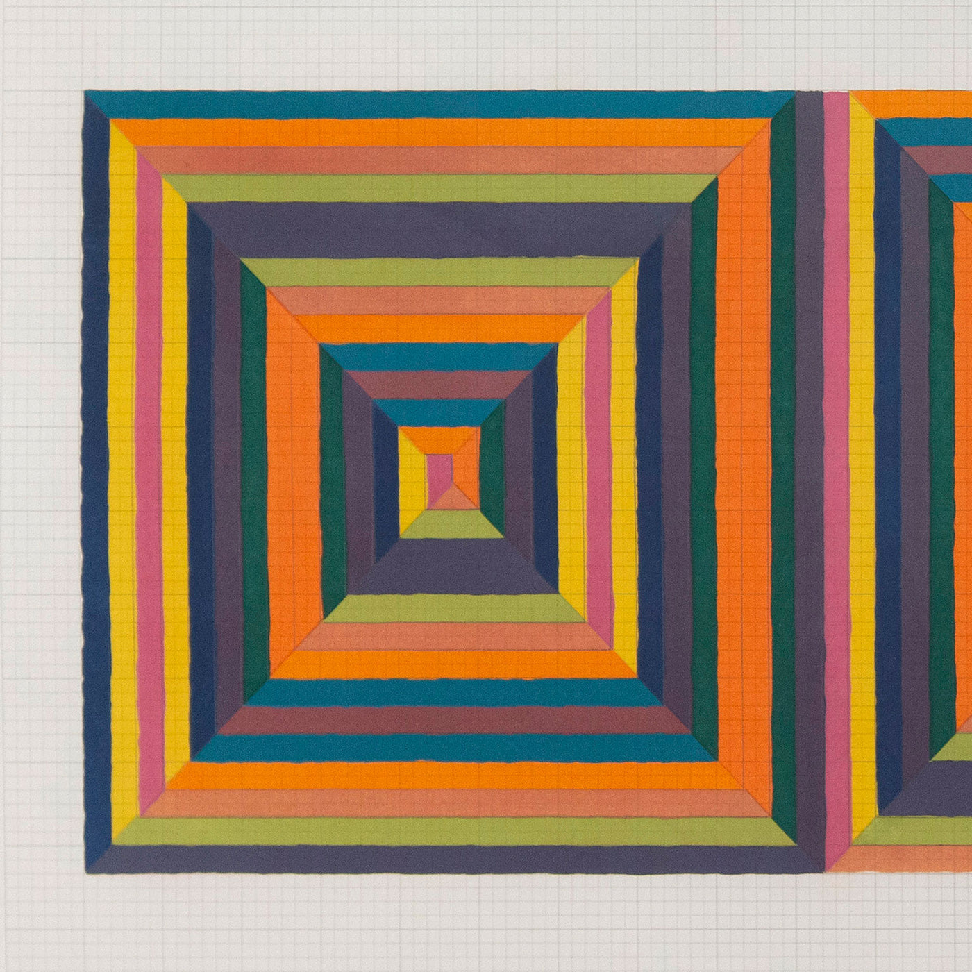 Tableau Abstrait Frank Stella – 5 Panneaux Sur Toile – Multicolore – Prêt à Accrocher – Neuf