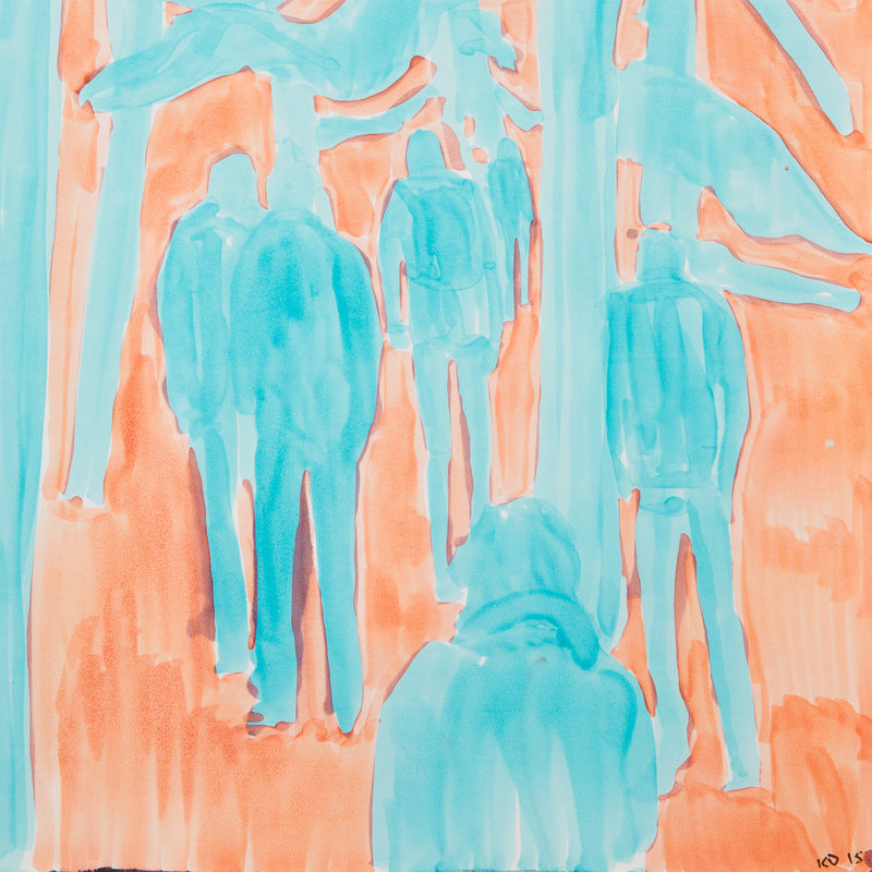 Famous Canadian contemporary artist Kim Dorland "Untitled" Drawing on paper, 2015.