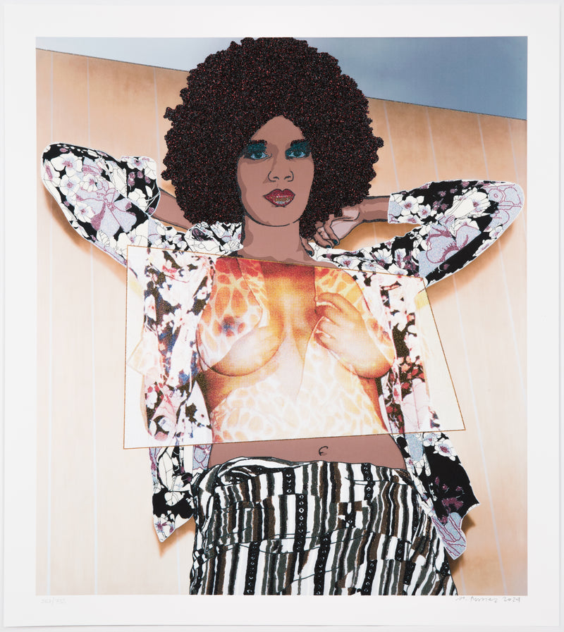 Famous contemporary artist Mickalene Thomas "Portrait of Maya #10" 2011.