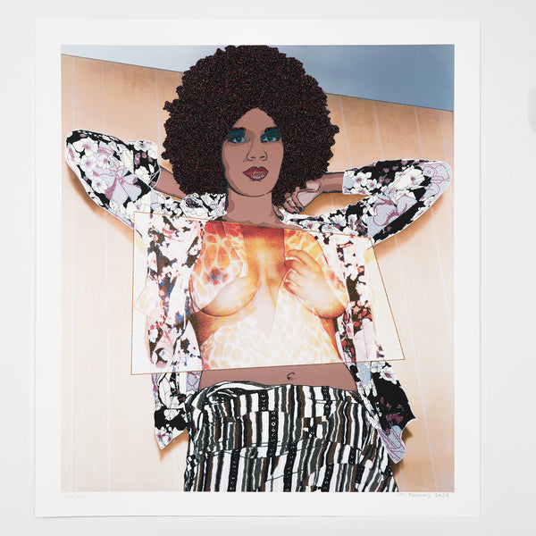 Famous contemporary artist Mickalene Thomas "Portrait of Maya #10" 2011.