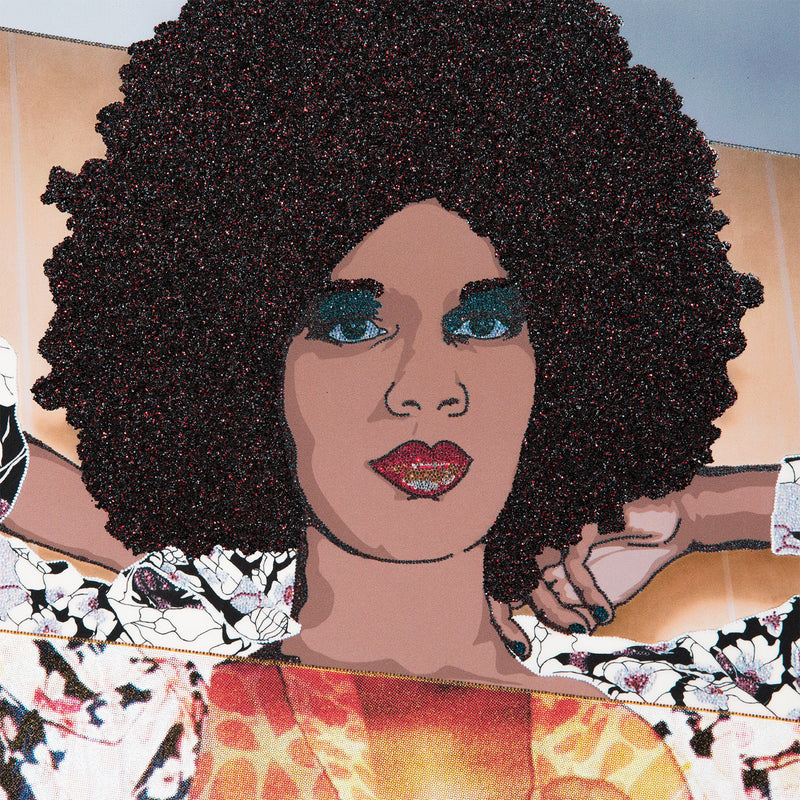 Famous contemporary artist Mickalene Thomas "Portrait of Maya #10" 2011.