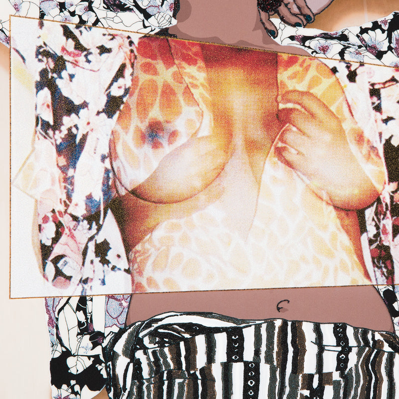 Famous contemporary artist Mickalene Thomas "Portrait of Maya #10" 2011.