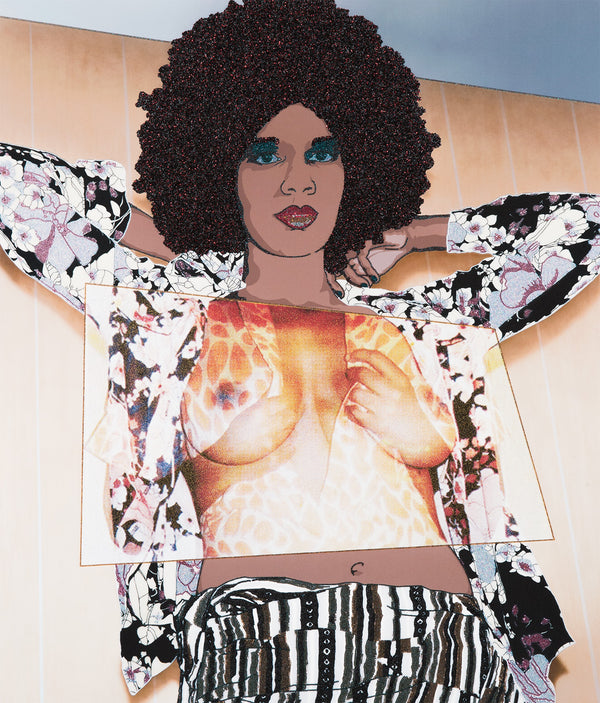 Famous contemporary artist Mickalene Thomas "Portrait of Maya #10" 2011.