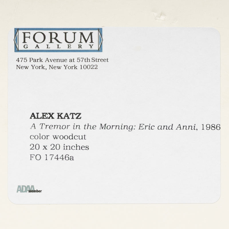 alex katz a tremor in the morning eric and anni woodcut woodblock print limited edition portfolio vincent katz and alex katz collaboration iconic american artist couples collect alex katz artwork signed editionned 