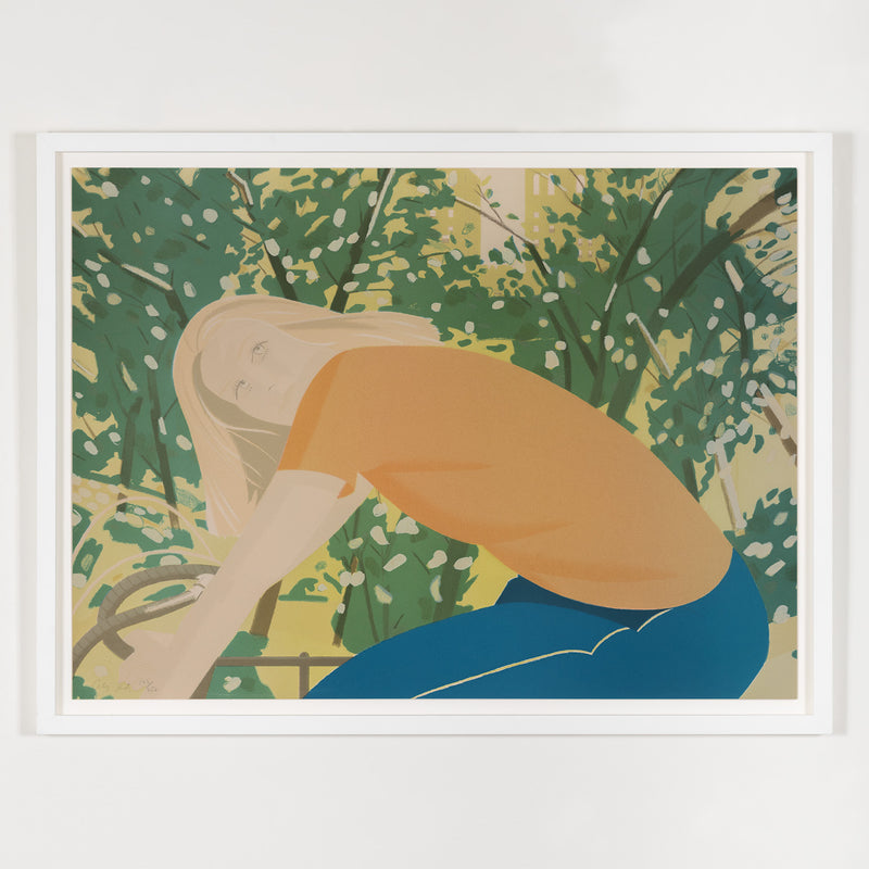 alex katz bicycling in central park 1980s screenprint serigraph iconic alex katz print silkscreen limited edition american artist framed collect sell buy acquire alex katz prints artwork 