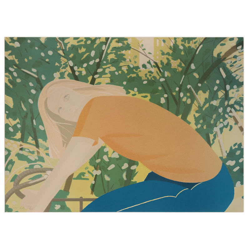 alex katz bicycling in central park 1980s screenprint serigraph iconic alex katz print silkscreen limited edition american artist framed collect sell buy acquire alex katz prints artwork 