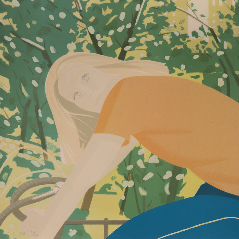 alex katz bicycling in central park 1980s screenprint serigraph iconic alex katz print silkscreen limited edition american artist framed collect sell buy acquire alex katz prints artwork 