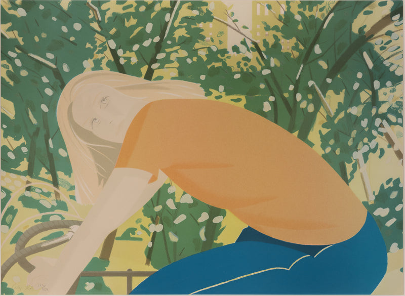 alex katz bicycling in central park 1980s screenprint serigraph iconic alex katz print silkscreen limited edition american artist framed collect sell buy acquire alex katz prints artwork high-res high-resolution -highres
