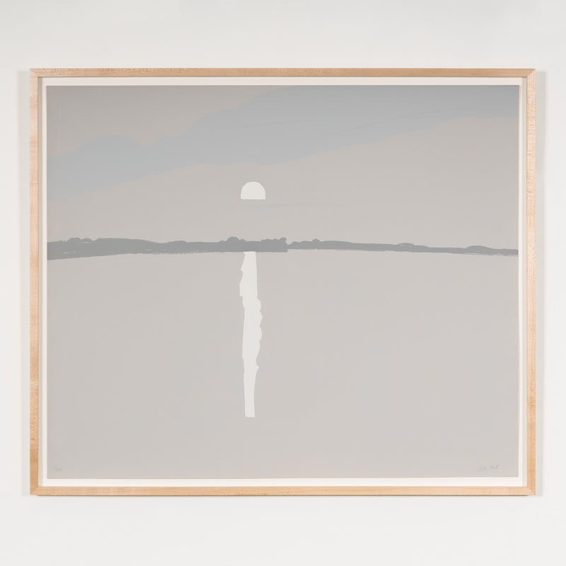 alex katz lake wesserunsett II 1972 silkscreen screenprint limited edition by alex katz monochromatic limited palette grey and white greyscale iconic american artist alex katz maine landscape artwork buy sell collect alex katz  framed