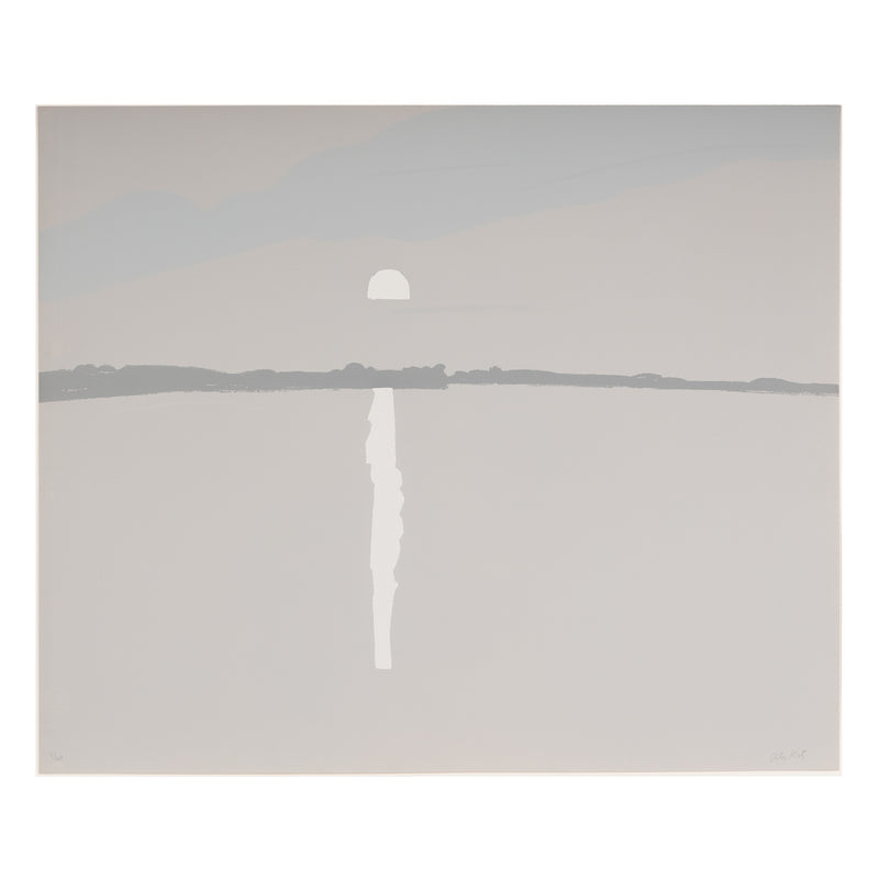 alex katz lake wesserunsett II 1972 silkscreen screenprint limited edition by alex katz monochromatic limited palette grey and white greyscale iconic american artist alex katz maine landscape artwork buy sell collect alex katz  framed