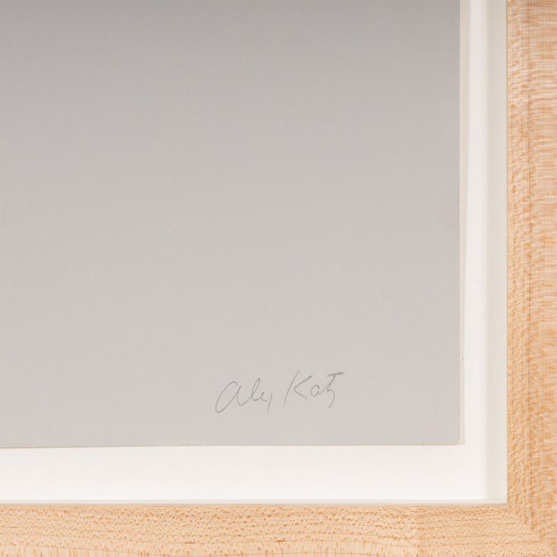 alex katz lake wesserunsett II 1972 silkscreen screenprint limited edition by alex katz monochromatic limited palette grey and white greyscale iconic american artist alex katz maine landscape artwork buy sell collect alex katz  framed