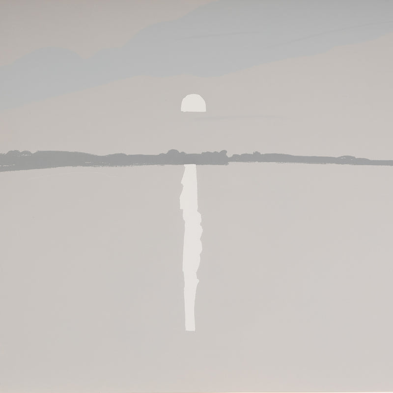 alex katz lake wesserunsett II 1972 silkscreen screenprint limited edition by alex katz monochromatic limited palette grey and white greyscale iconic american artist alex katz maine landscape artwork buy sell collect alex katz  framed