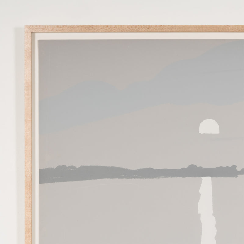 alex katz lake wesserunsett II 1972 silkscreen screenprint limited edition by alex katz monochromatic limited palette grey and white greyscale iconic american artist alex katz maine landscape artwork buy sell collect alex katz  framed