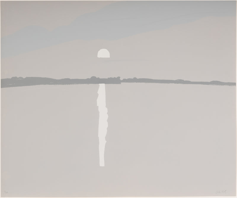 alex katz lake wesserunsett II 1972 silkscreen screenprint limited edition by alex katz monochromatic limited palette grey and white greyscale iconic american artist alex katz maine landscape artwork buy sell collect alex katz  framed