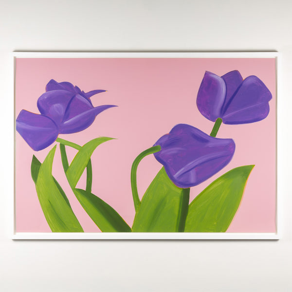 alex katz purple tulips 1 print flowers portfolio printmaking archival inkjet laser print limited edition iconic american artist living caviar20 buy american artwork buy alex katz flowers maine floral portrait purple pink green spring fresh pastels