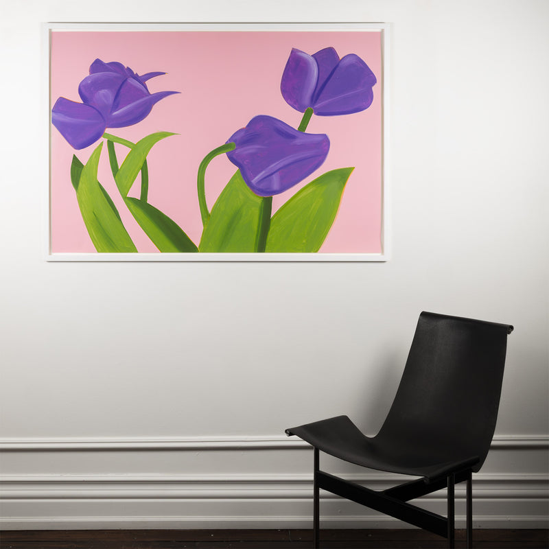 alex katz purple tulips 1 print flowers portfolio printmaking archival inkjet laser print limited edition iconic american artist living caviar20 buy american artwork buy alex katz flowers maine floral portrait purple pink green spring fresh pastels