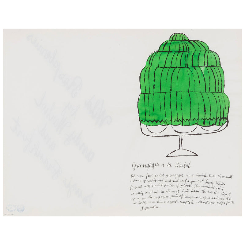ANDY WARHOL "GREENGAGES A LA WARHOL" LITHOGRAPH, 1959