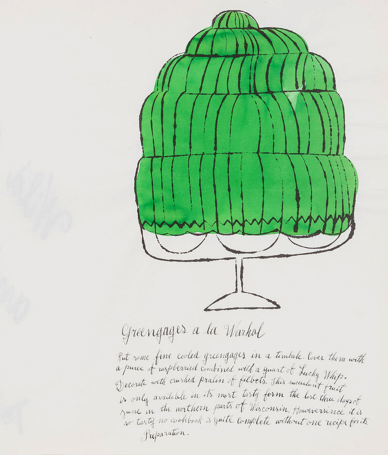ANDY WARHOL "GREENGAGES A LA WARHOL" LITHOGRAPH, 1959