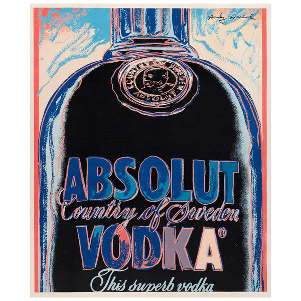Andy Warhol "Absolute Vodka" Screenprint advertisement created for Absolut Art Collection in 1985. An late example of Andy Warhol's pop art advertising.