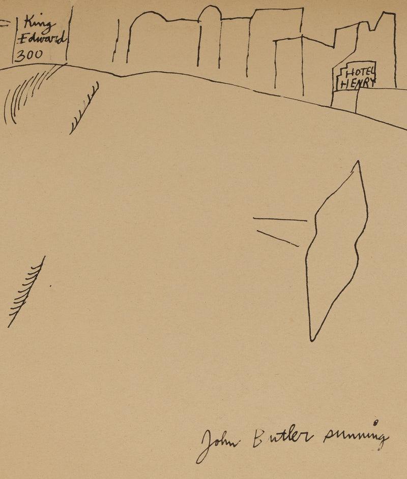 ANDY WARHOL "JOHN BUTLER SUNNING" DRAWING, 1954