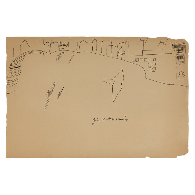 ANDY WARHOL "JOHN BUTLER SUNNING" DRAWING, 1954