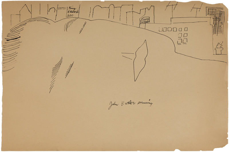 ANDY WARHOL "JOHN BUTLER SUNNING" DRAWING, 1954