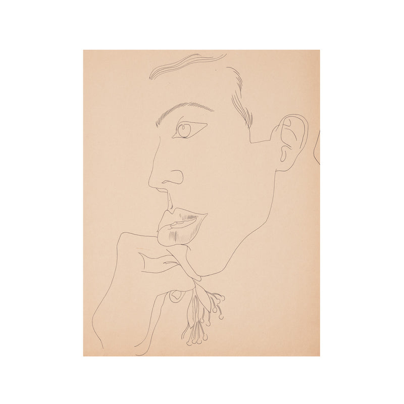 ANDY WARHOL "YOUNG MAN WITH FLOWER" DRAWING, c. 1955