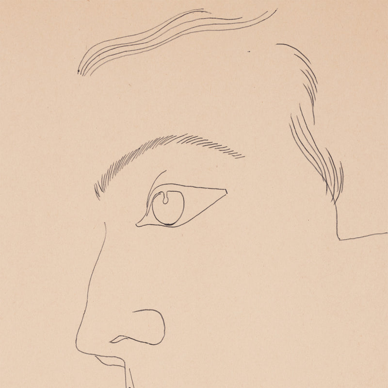 ANDY WARHOL "YOUNG MAN WITH FLOWER" DRAWING, c. 1955