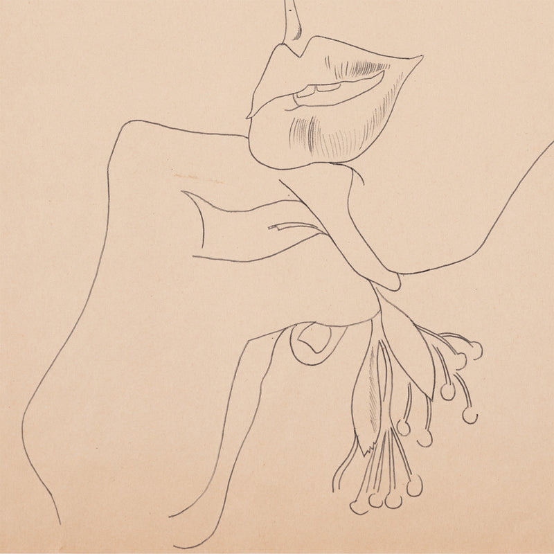 ANDY WARHOL "YOUNG MAN WITH FLOWER" DRAWING, c. 1955