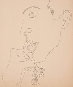 ANDY WARHOL "YOUNG MAN WITH FLOWER" DRAWING, c. 1955