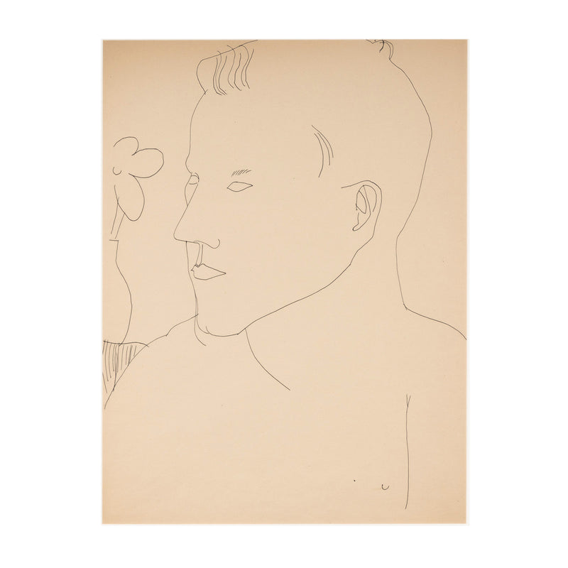 ANDY WARHOL "ALEXANDER WITH FLOWER XL" DRAWING, 1955