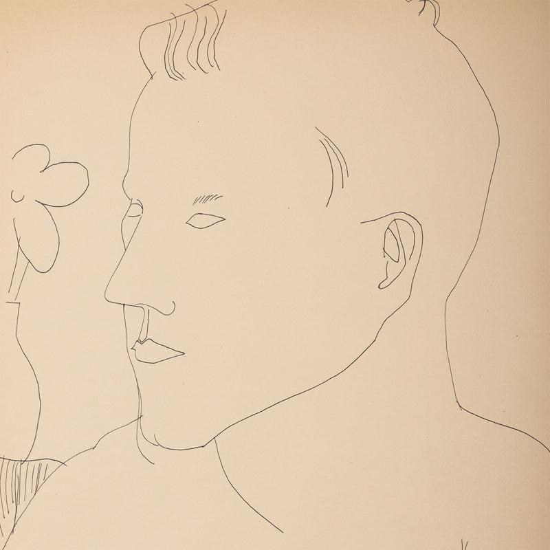 ANDY WARHOL "ALEXANDER WITH FLOWER XL" DRAWING, 1955