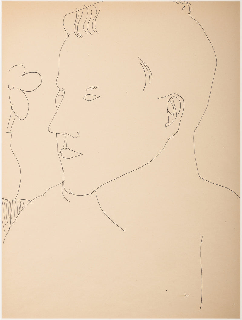 ANDY WARHOL "ALEXANDER WITH FLOWER XL" DRAWING, 1955