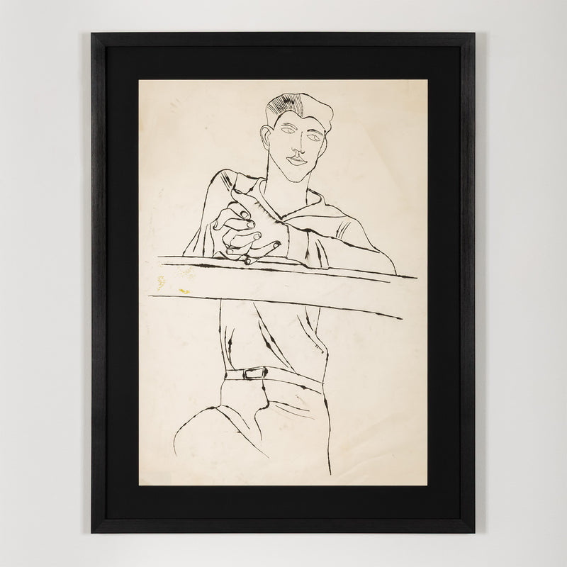 andy warhol early drawing draftsman sailor ink on paper fantastic example 1950s iconic american artist pop art seminal 