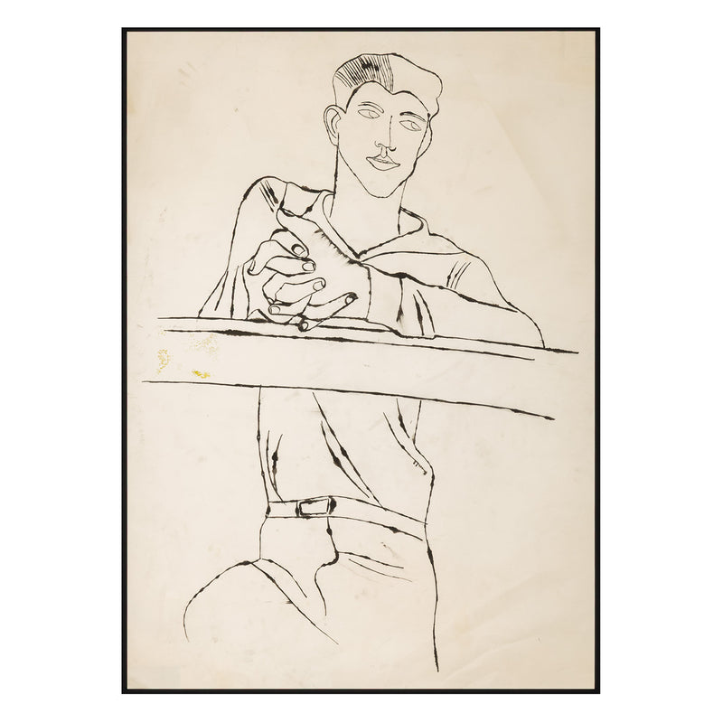 andy warhol early drawing draftsman sailor ink on paper fantastic example 1950s iconic american artist pop art seminal 