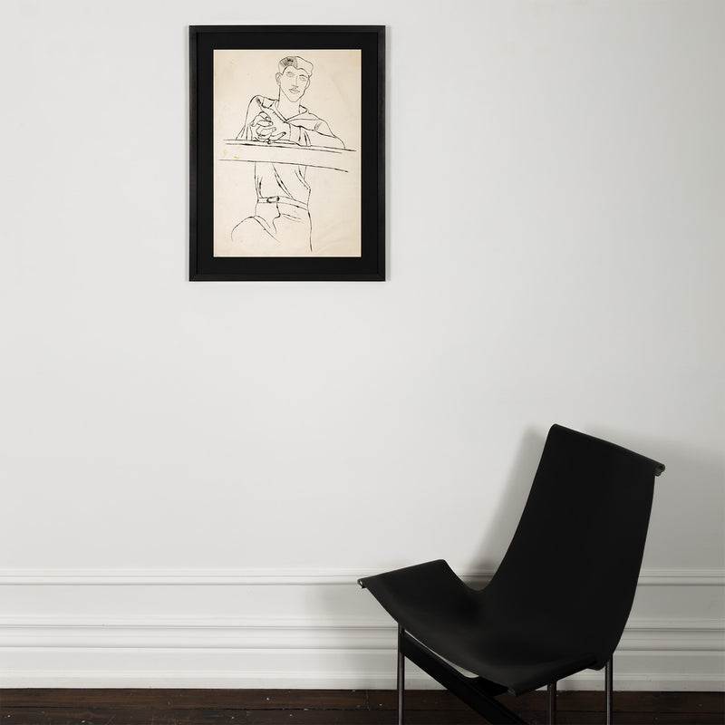 andy warhol early drawing draftsman sailor ink on paper fantastic example 1950s iconic american artist pop art seminal 